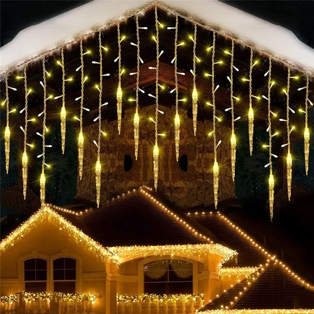 Christmas LED icicle fairy curtain lights at Outdoor Lights Canada