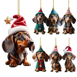 Christmas Tree Hanging Ornaments Dachshund Dog Shaped Pendants