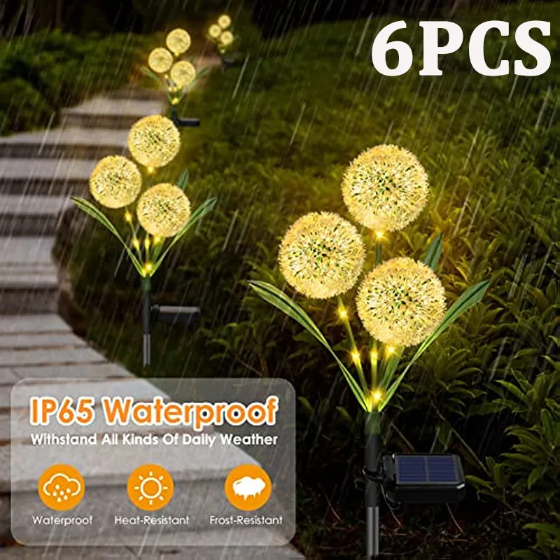 Outdoor Solar Garden Lights with 2 Modes Solar Dandelion Flowers