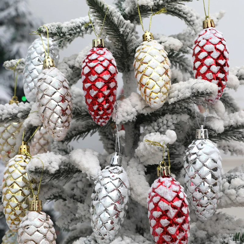 5Pcs Christmas Painted Pine Cone Balls Hanging Pendants - product image 2