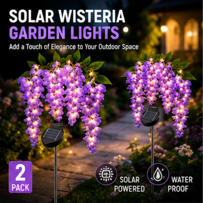 Solar Wisteria Flower Garden Lights- 2 Pack, Dual Mode LED Waterproof Outdoor Pathway Lights for Yard & Landscape Decor