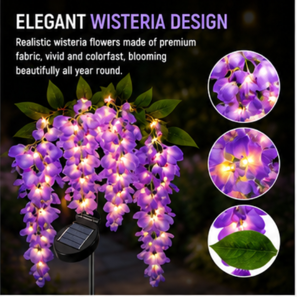 Solar Wisteria Flower Garden Lights- 2 Pack, Dual Mode LED Waterproof Outdoor Pathway Lights for Yard & Landscape Decor