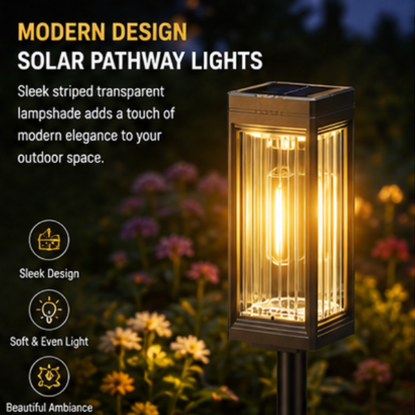 Modern Solar Pathway Lights - Waterproof LED Garden Lights with Auto On/Off, Long-Lasting Outdoor Landscape Lighting