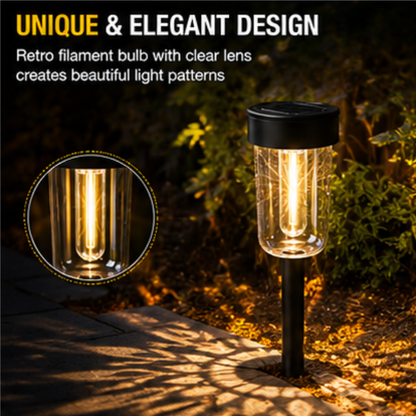 Solar Pathway Lights Outdoor - 4 Pack Waterproof Warm White Garden Lights
