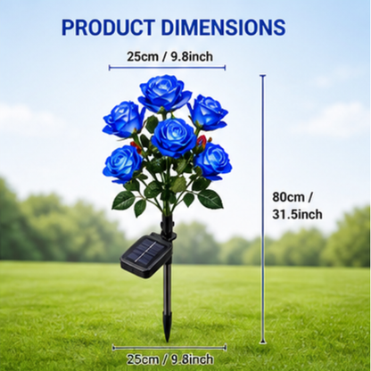 Solar Rose Garden Stake Lights - 2 Pack LED Flower Lights with Dual Lighting Modes