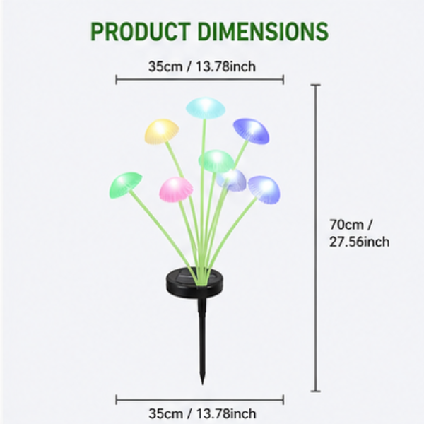 Solar Mushroom Garden Lights - 2 Pack LED Jellyfish Style Pathway Lights with Dual Modes