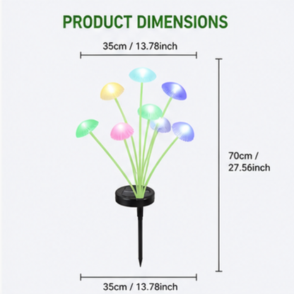 Solar Mushroom Garden Lights - 2 Pack LED Jellyfish Style Pathway Lights with Dual Modes