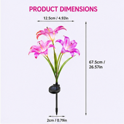 Solar Lily Garden Lights - 4 Pack Color-Changing LED Flower Stake Lights with 6 Bloom Heads