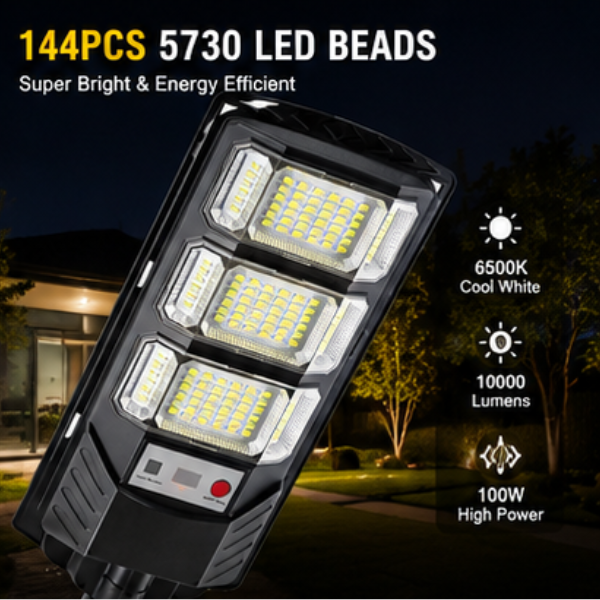 Solar LED Street Lights Outdoor - 2 Pack Waterproof Security Flood Lights with Remote Control