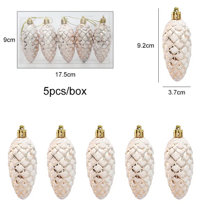 5Pcs Christmas Painted Pine Cone Balls Hanging Pendants - product image 6