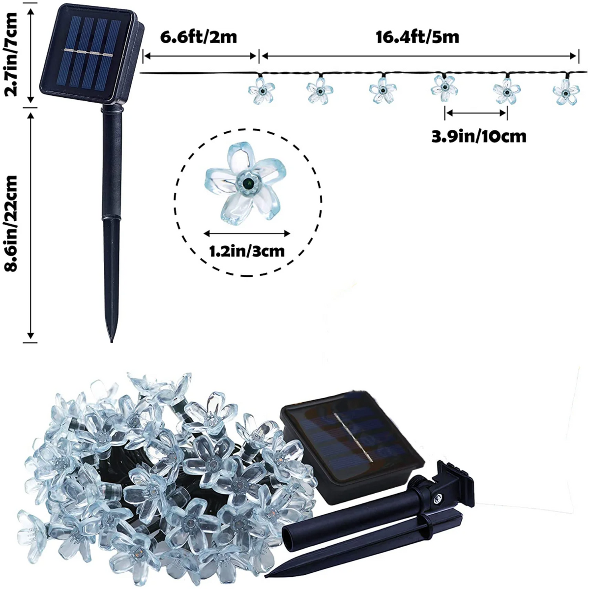 Solar Outdoor LED Garden Fairy String Light