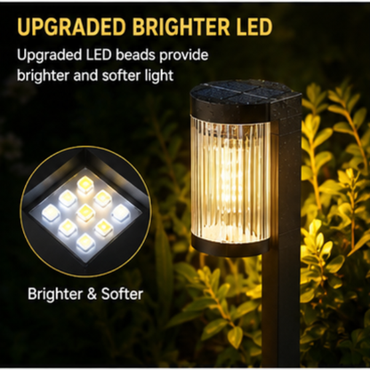 Solar Pathway Lights - 2 Pack Modern LED Garden Lights with 15H Runtime