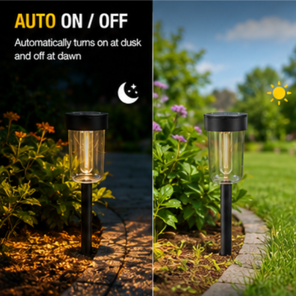 Solar Pathway Lights Outdoor - 4 Pack Waterproof Warm White Garden Lights