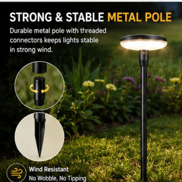 Solar Pathway Lights - Metal LED Garden Lights with Warm White 360° Glow
