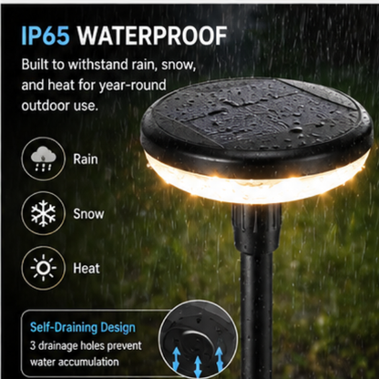 Solar Pathway Lights - Metal LED Garden Lights with Warm White 360° Glow