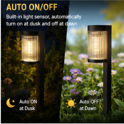 Solar Pathway Lights - 2 Pack Modern LED Garden Lights with 15H Runtime