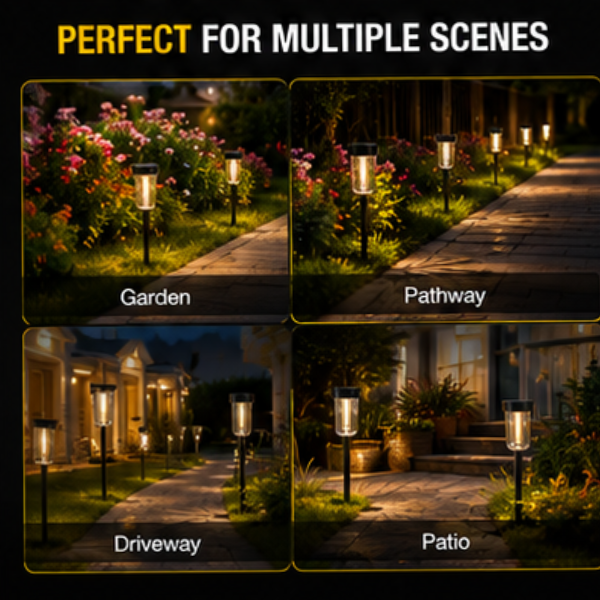 Solar Pathway Lights Outdoor - 4 Pack Waterproof Warm White Garden Lights