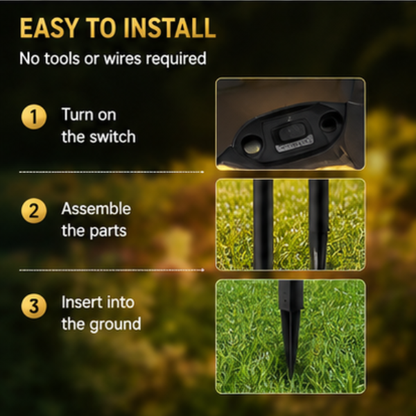 Solar Pathway Lights - 2 Pack Modern LED Garden Lights with 15H Runtime