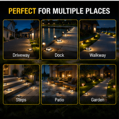 Solar Driveway Marker Lights- 4 Pack IP67 Waterproof Outdoor Solar Dock & Pathway Lights (Warm White)