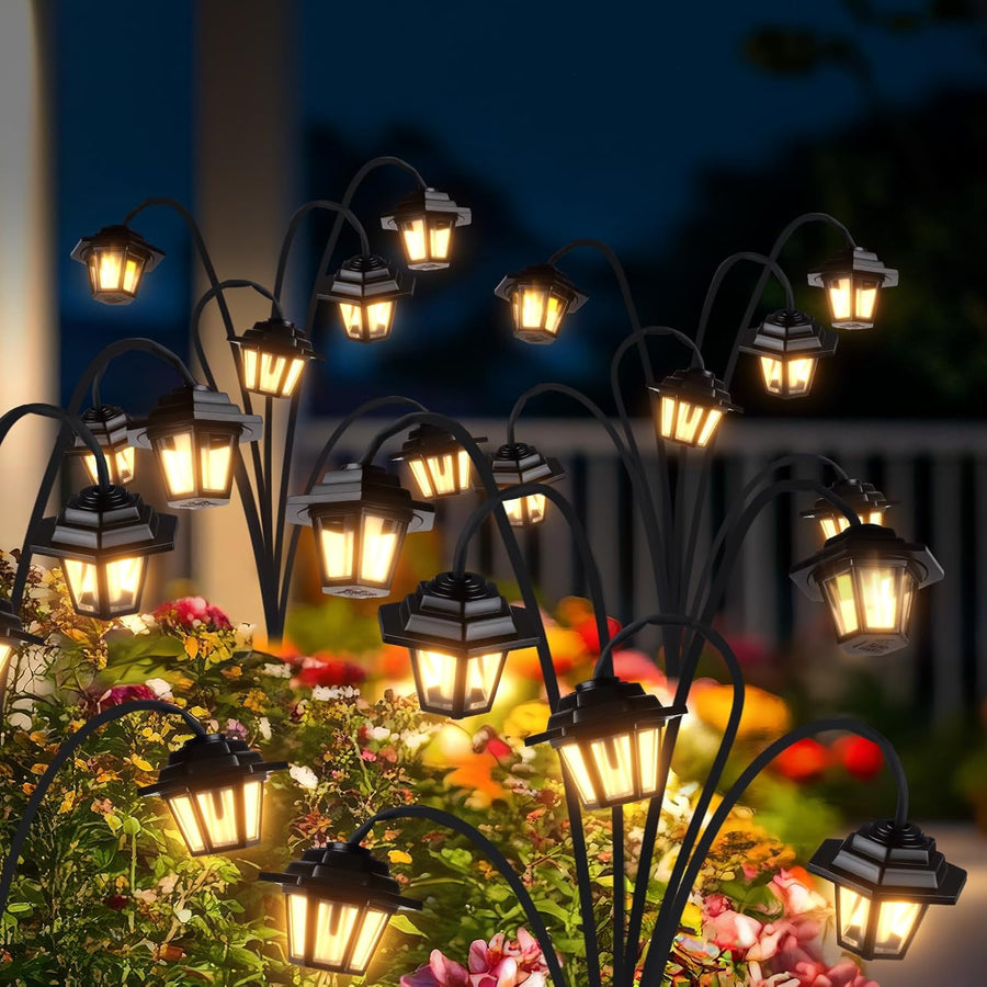 Solar Swaying Lantern Garden Lights - 24 LED Waterproof Outdoor Pathway Decor Lights