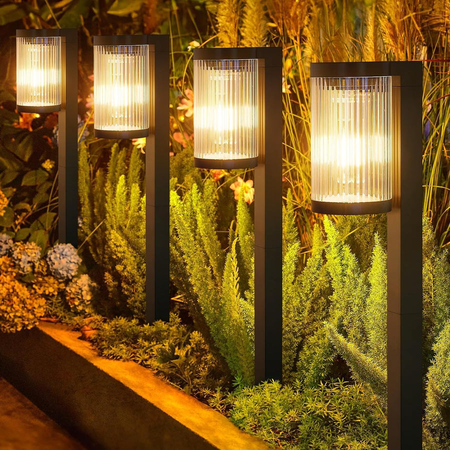 Solar Pathway Lights - 2 Pack Modern LED Garden Lights with 15H Runtime