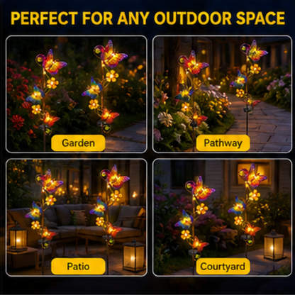 Solar Butterfly Garden Stake Lights - 2 Pack Warm LED Outdoor Decorative Lights