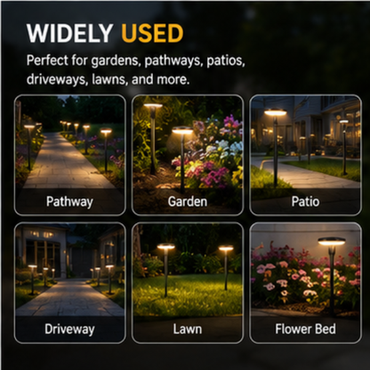 Solar Pathway Lights - Metal LED Garden Lights with Warm White 360° Glow