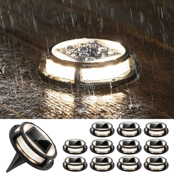 Solar Driveway Marker Lights- 4 Pack IP67 Waterproof Outdoor Solar Dock & Pathway Lights (Warm White)