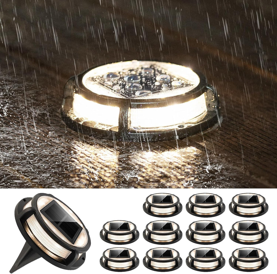 Solar Driveway Marker Lights- 4 Pack IP67 Waterproof Outdoor Solar Dock & Pathway Lights (Warm White)