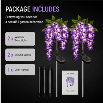 Solar Wisteria Flower Garden Lights- 2 Pack, Dual Mode LED Waterproof Outdoor Pathway Lights for Yard & Landscape Decor