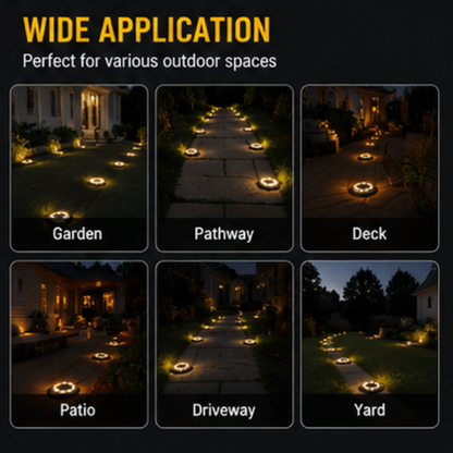 2-in-1 Solar Ground Disk Lights- Waterproof Solar Pathway & Deck Lights Outdoor (8 Pack)