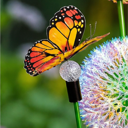 Solar Dandelion & Butterfly Garden Lights - 2 Pack Multicolor LED Pathway Decor