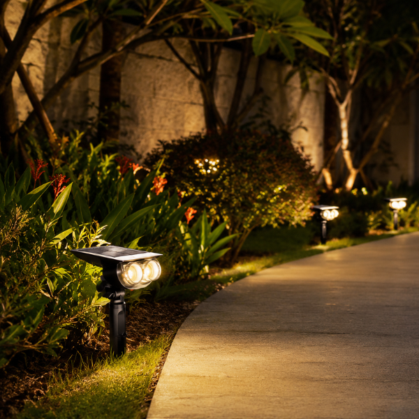 Solar Outdoor Spot Lights - 2 Pack Waterproof Warm White Landscape Spotlights